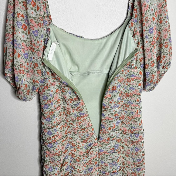 Lush Inez Sage Floral Ruched Mini Dress - Picture 6 of 8